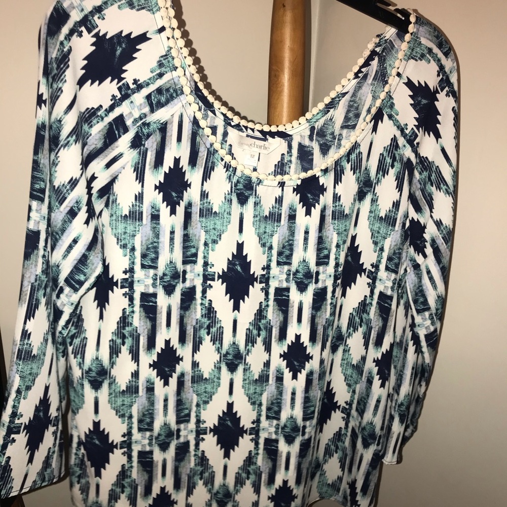 Patterned flowy work shirt